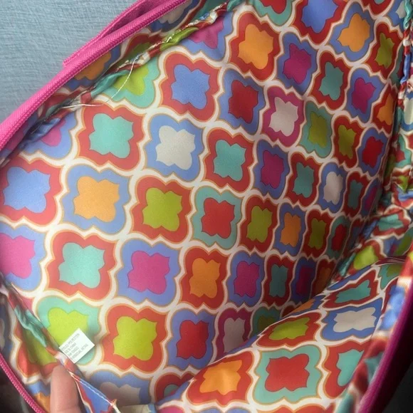 Lily Bloom Pink Tote Bag Floral Lined Vegan Y2K Cute - Picture 5 of 5